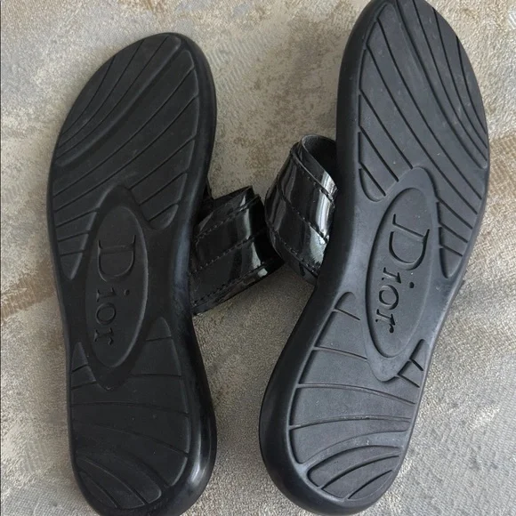 Dior Black Patent Leather Sandals - Picture 2 of 2